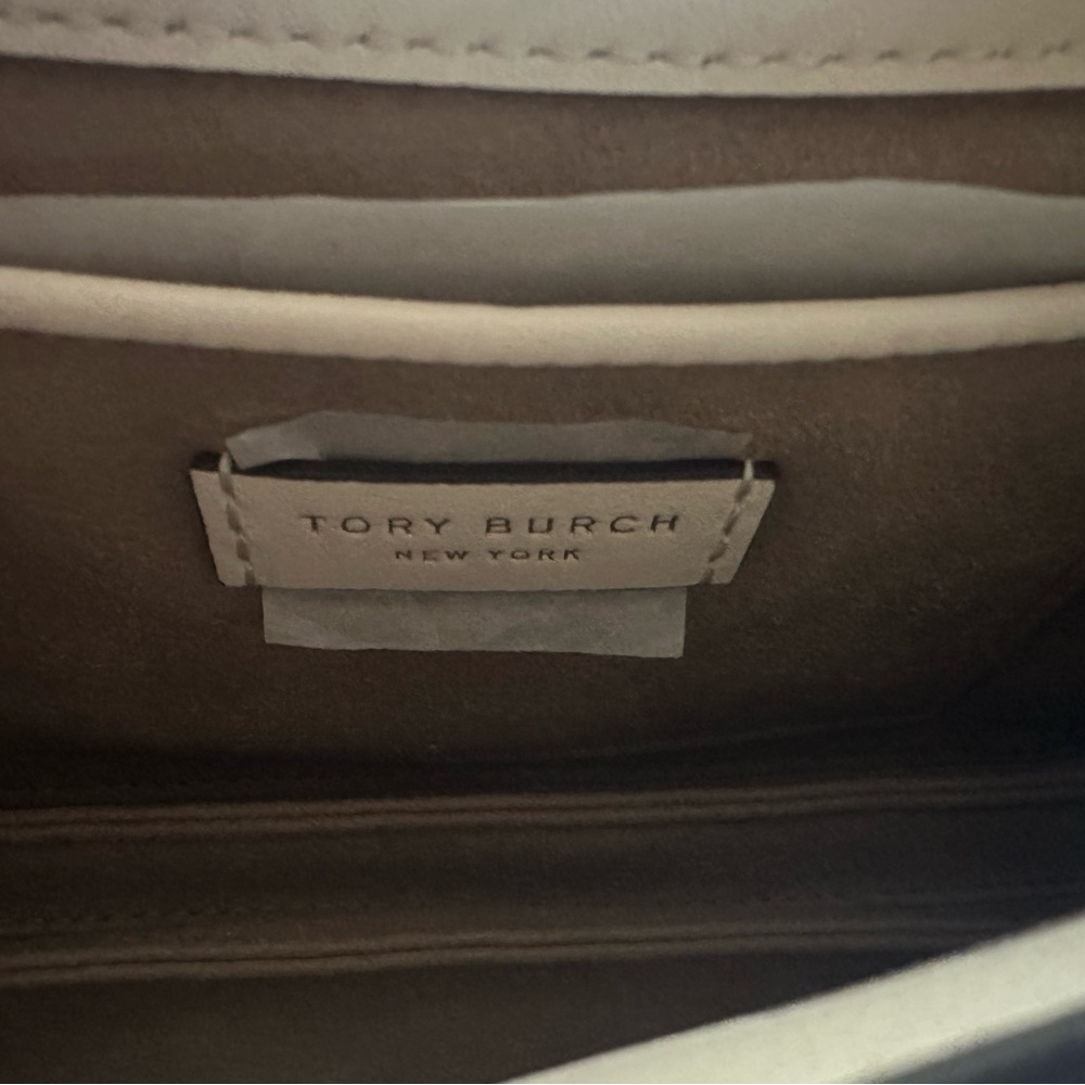 NWT Tory Burch Small T Monogram Pebble Leather Shoulder Bag Warm White MSRP $395 - Picture 7 of 9